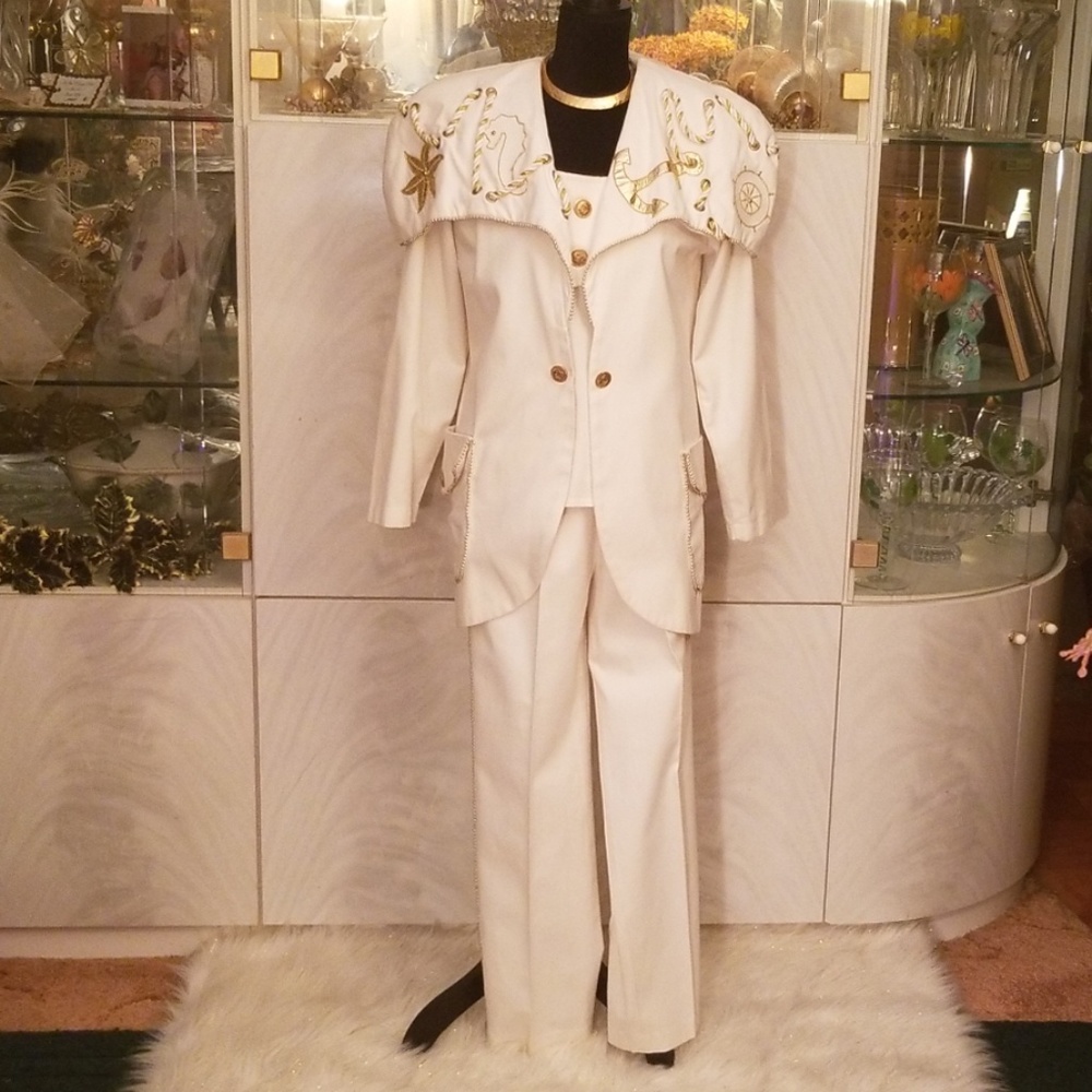 Vintage 1980s Nautical 3pc.Pant Suit